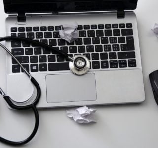 Laptop, Mouse, Stethoscope, Notebook, Keyboard