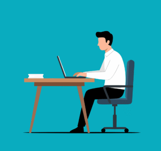 Free office worker computer vector